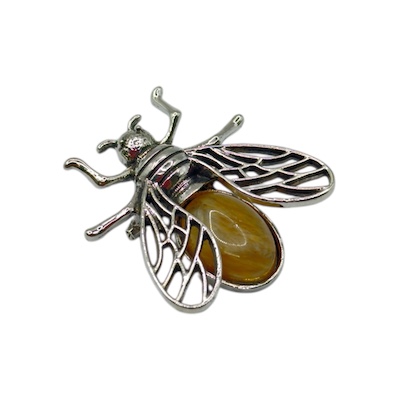 Golden Rutilated Quartz Bee Brooch